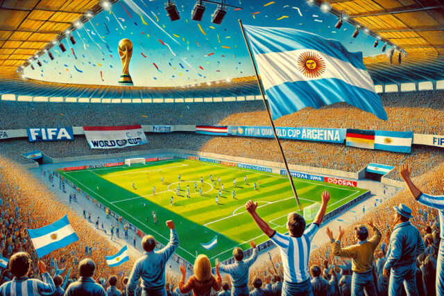 Argentinska fudbalska reprezentacija - Svetsko prvenstvo 1978. utakmica u toku, publika na bini.