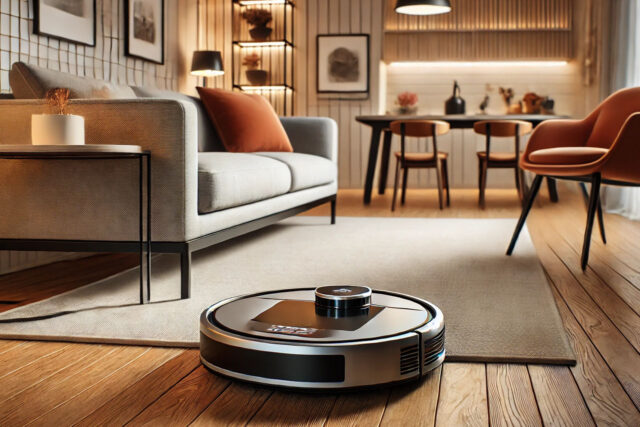 Uživajte u savremenom čišćenju uz robotski usisivač, idealan za efikasno održavanje različitih površina u modernom enterijeru.